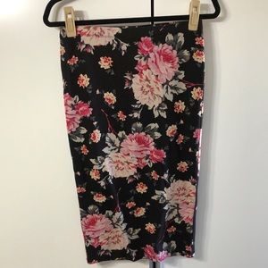 EXPRESS mid calf bodycon floral skirt